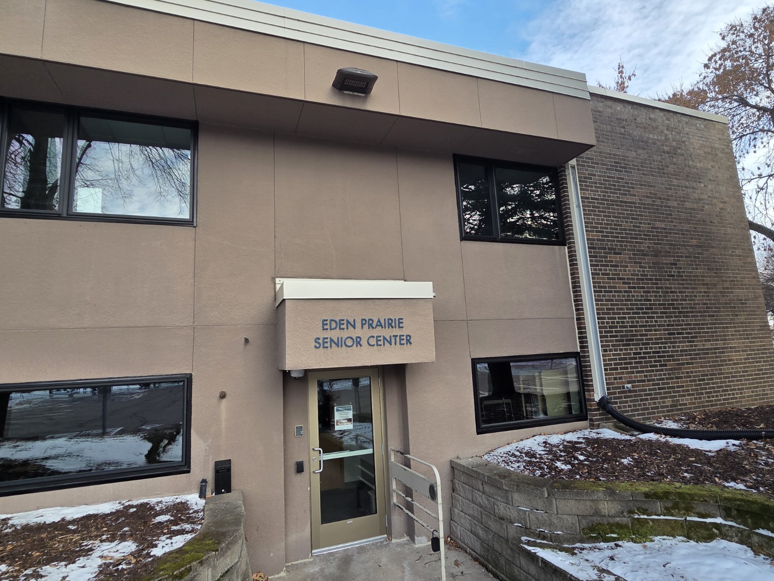 Modern exterior view of Eden Prairie Senior Center after window replacement